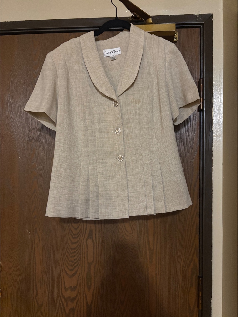 Vintage Beige Short Sleeve Blouse- Size 12P